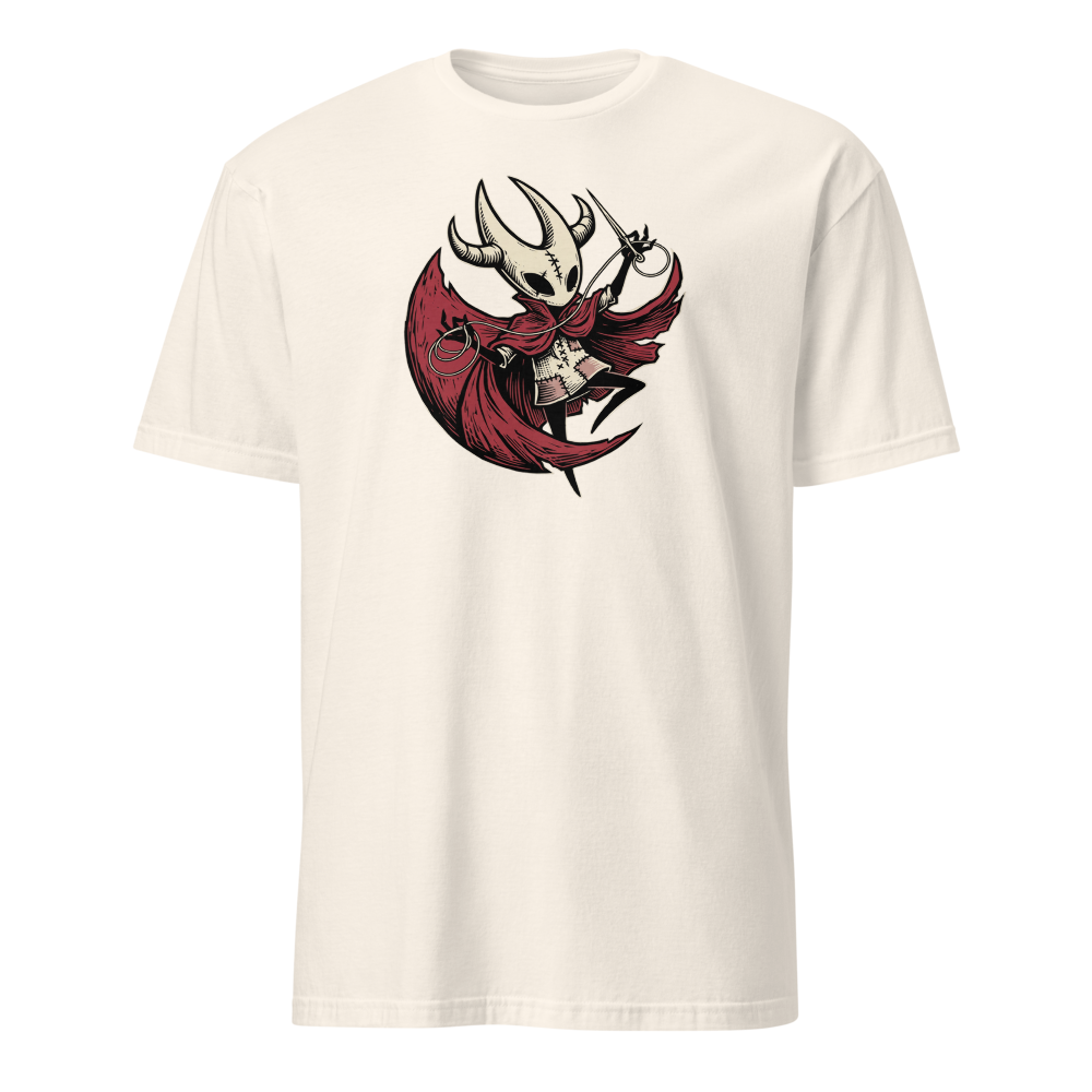 Needle Duelist Bug Warrior Linocut Tee — natural front view