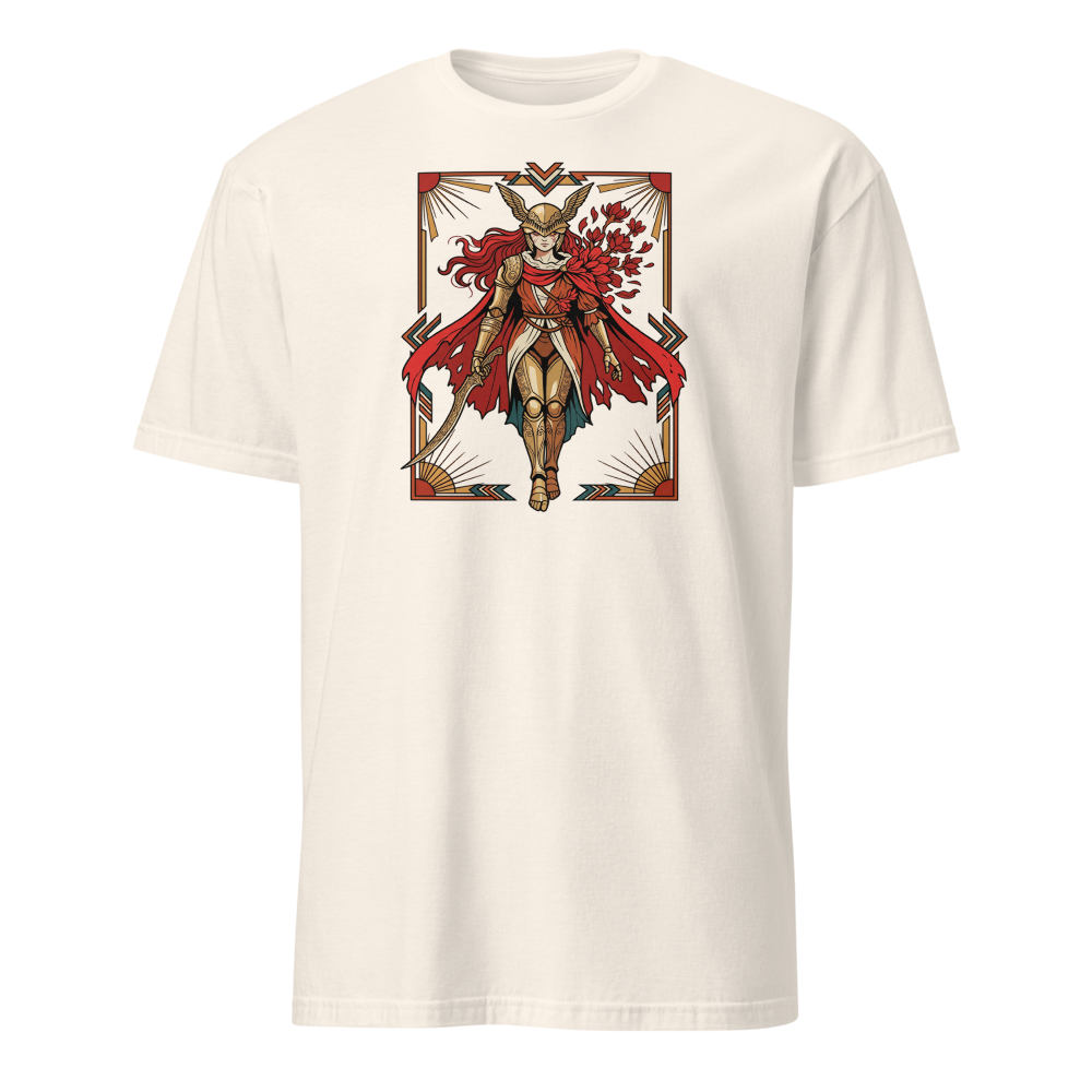 Deco Valkyrie Scarlet Bloom Knight Graphic T-Shirt — natural front view
