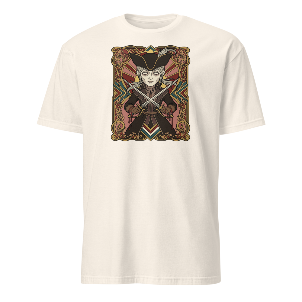 Clocktower Hunter Twin Blades Deco Duel Tee — natural front view