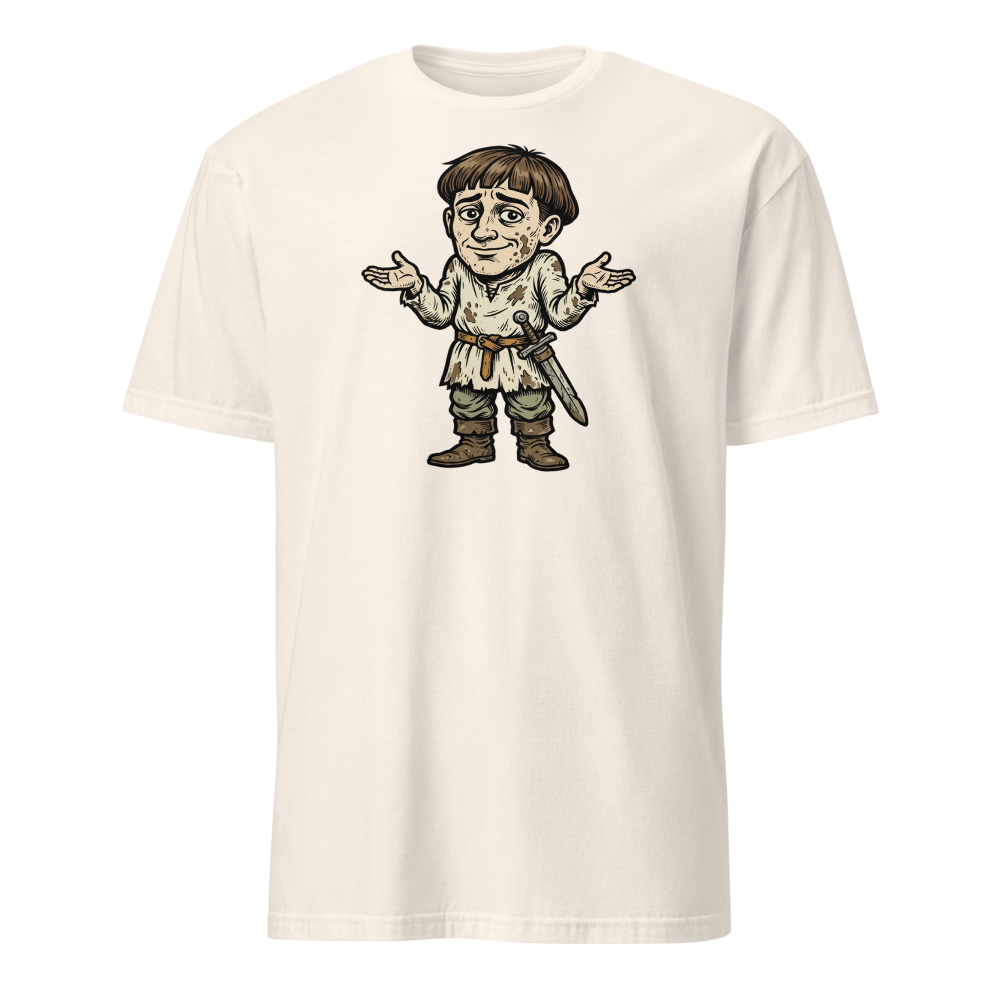 Medieval Peasant Shrug Woodcut Retro RPG Tee — natural front view