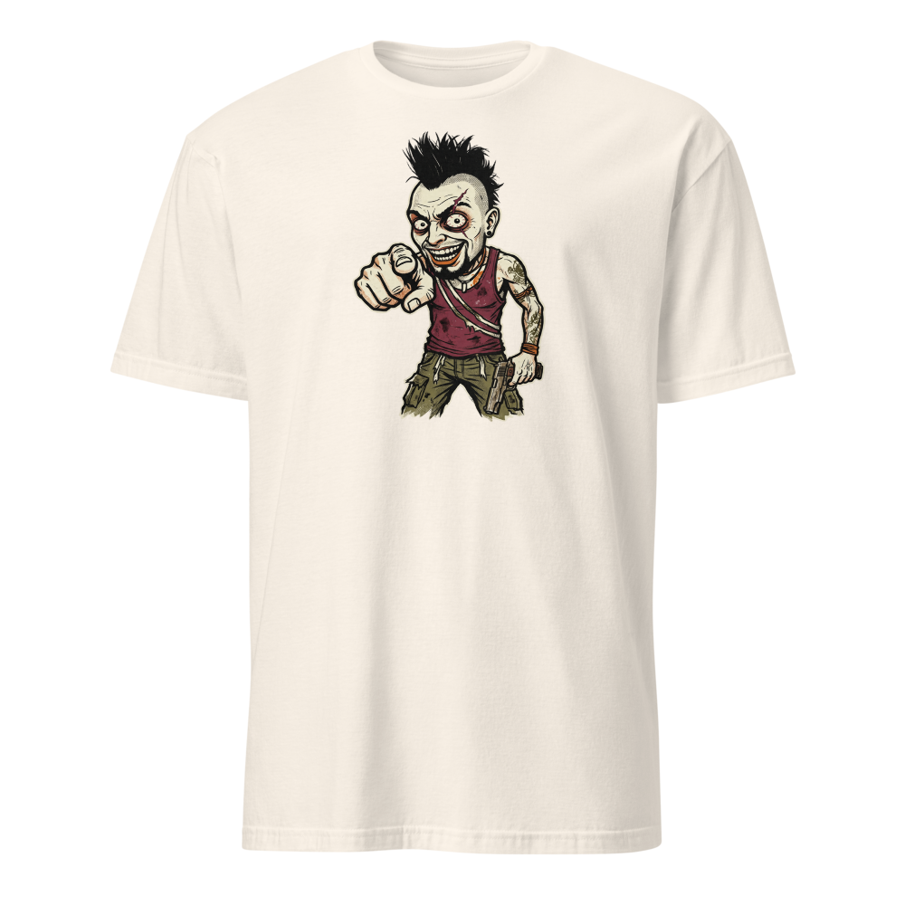 Unhinged Jungle Warlord Punk Caricature Tee — natural front view