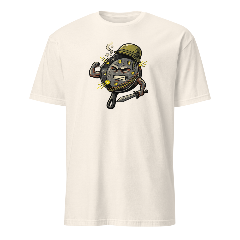 Heroic Skillet Battle Royale Halftone Pop Art Tee — natural front view