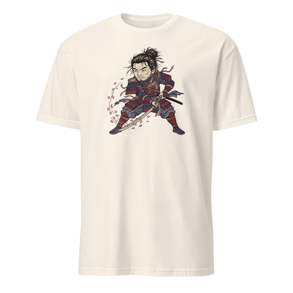 Lone Samurai Ghost Ukiyo-e Woodblock Graphic Tee — natural front view