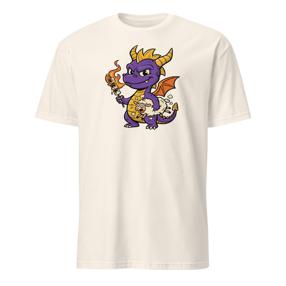 Purple Dragon Marshmallow Roast Retro Gamer Tee — natural front view