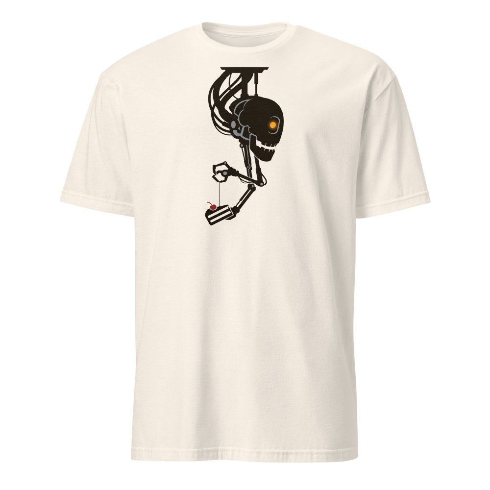 Sarcastic Ceiling AI Dangling Cake Silhouette Tee — natural front view