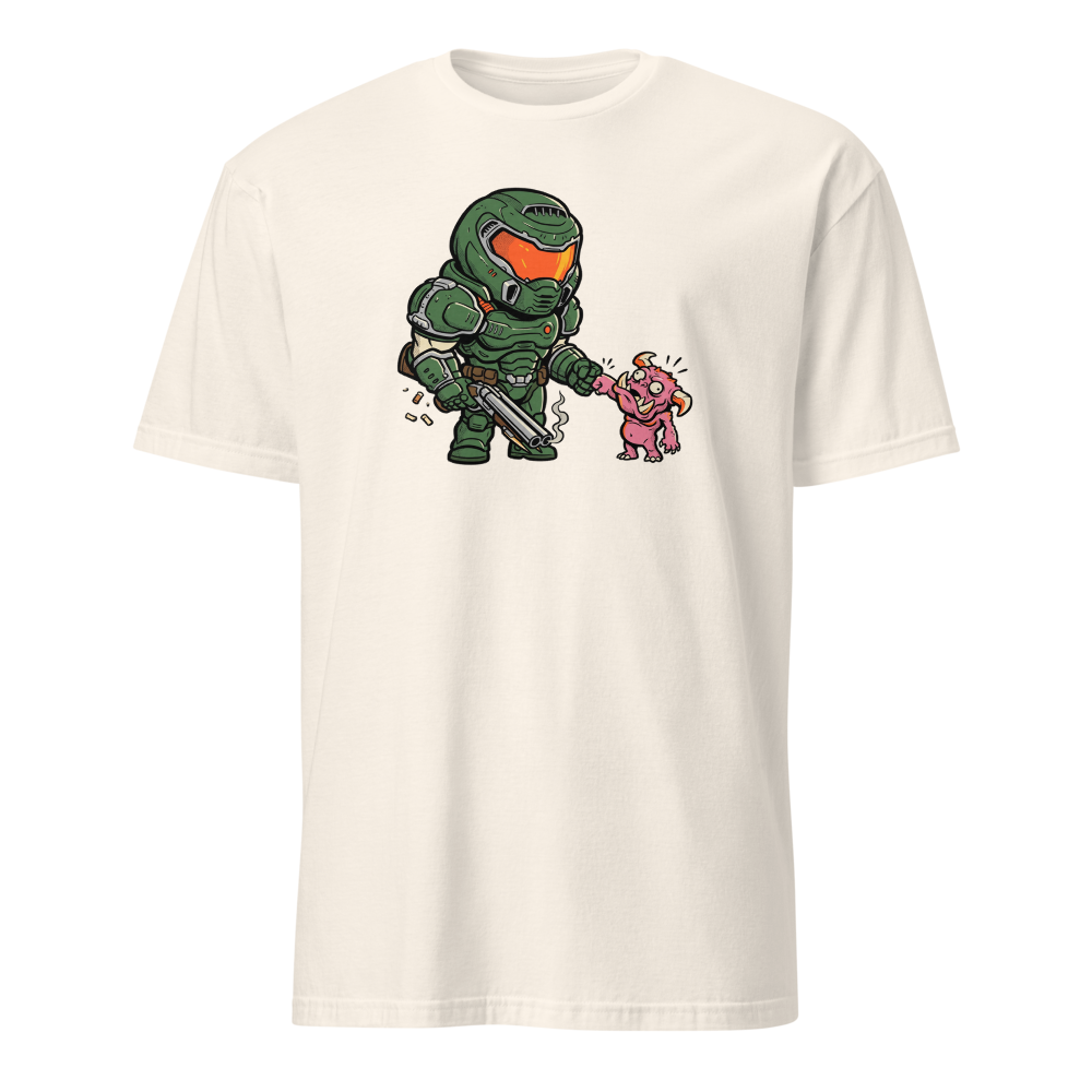 Demon Slayer Fist Bump Retro FPS Comic Tee — natural front view