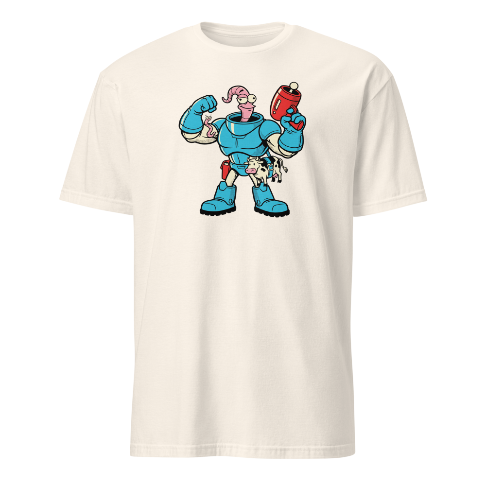 Worm Hero Super Suit Retro Gamer Graphic Tee — natural front view
