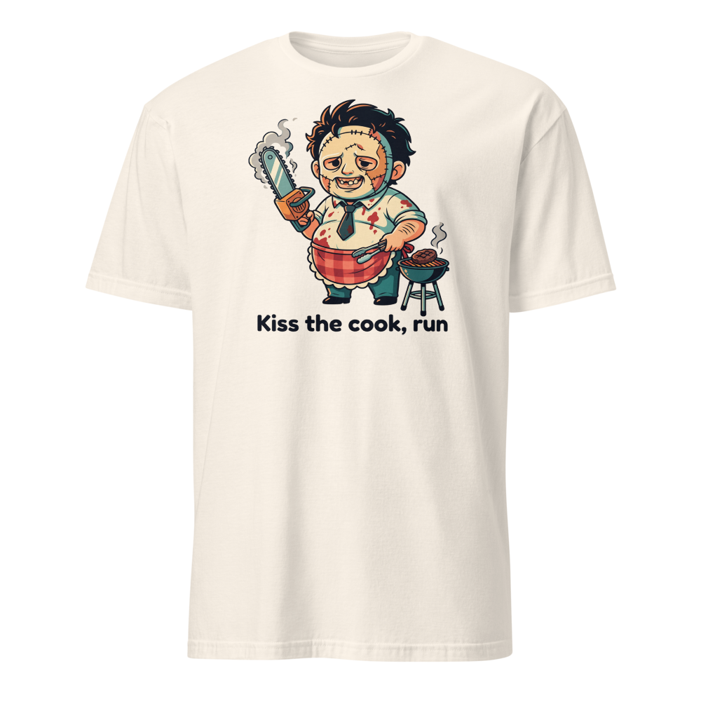 Chibi Slasher Grill Dad Chainsaw BBQ Horror Tee — natural front view