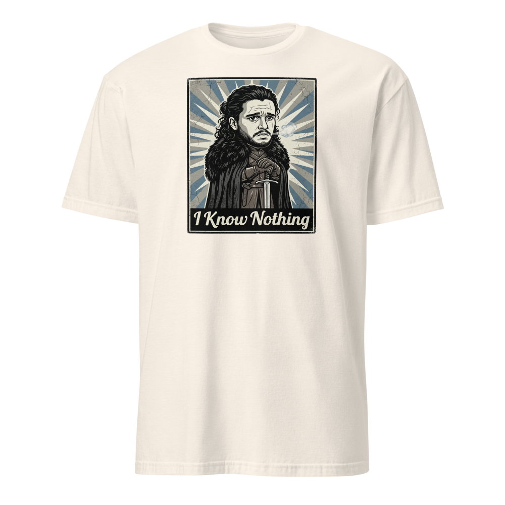 I Know Nothing Brooding Northern Hero Propaganda Tee — natural front view