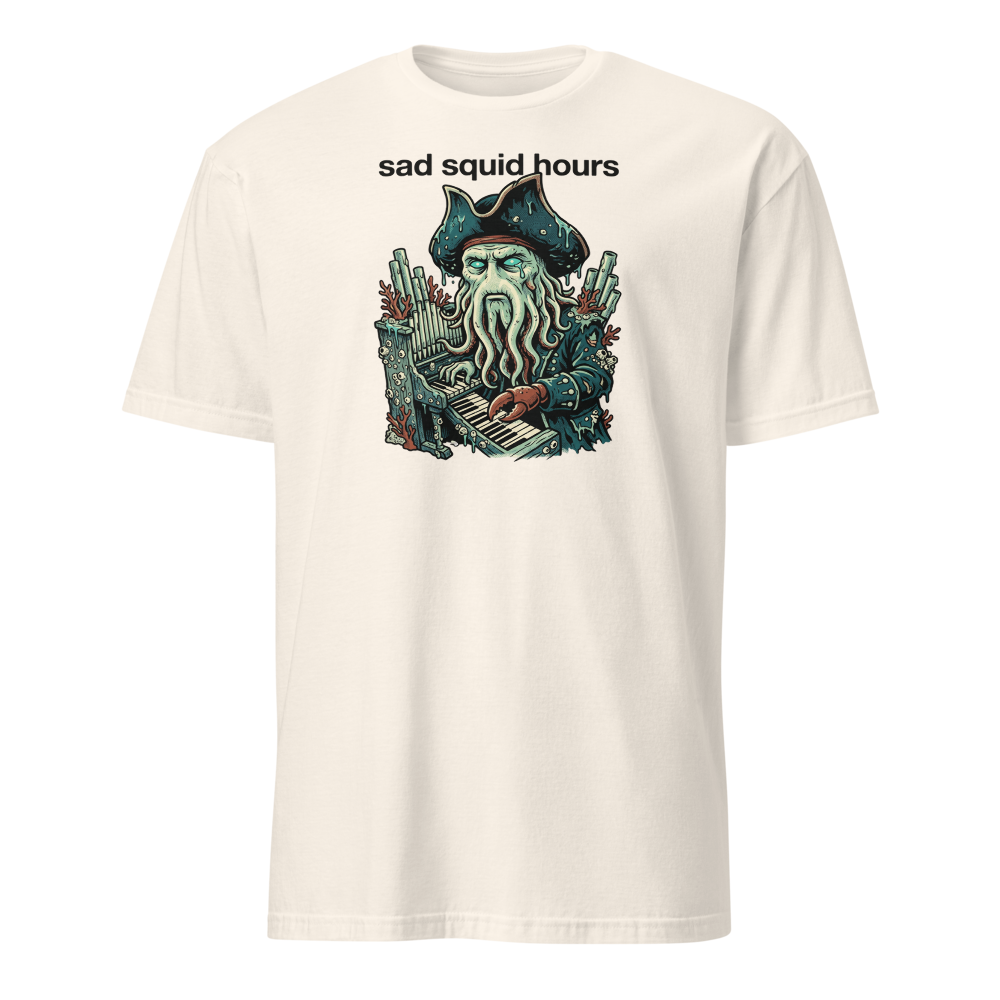 Sad Squid Hours Cursed Sea Captain Pop Art Tee — natural front view