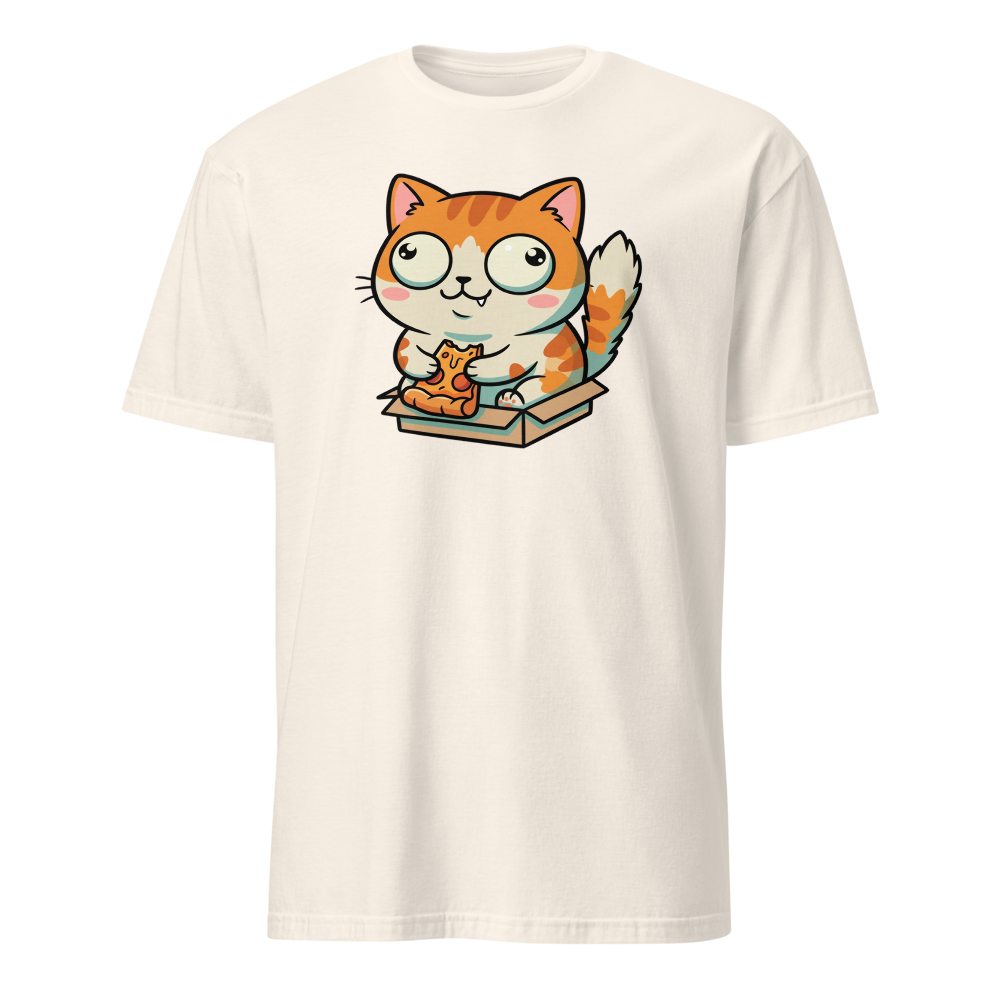 Chibi Pizza Cat Cardboard Box Zoomies Kawaii Tee — natural front view