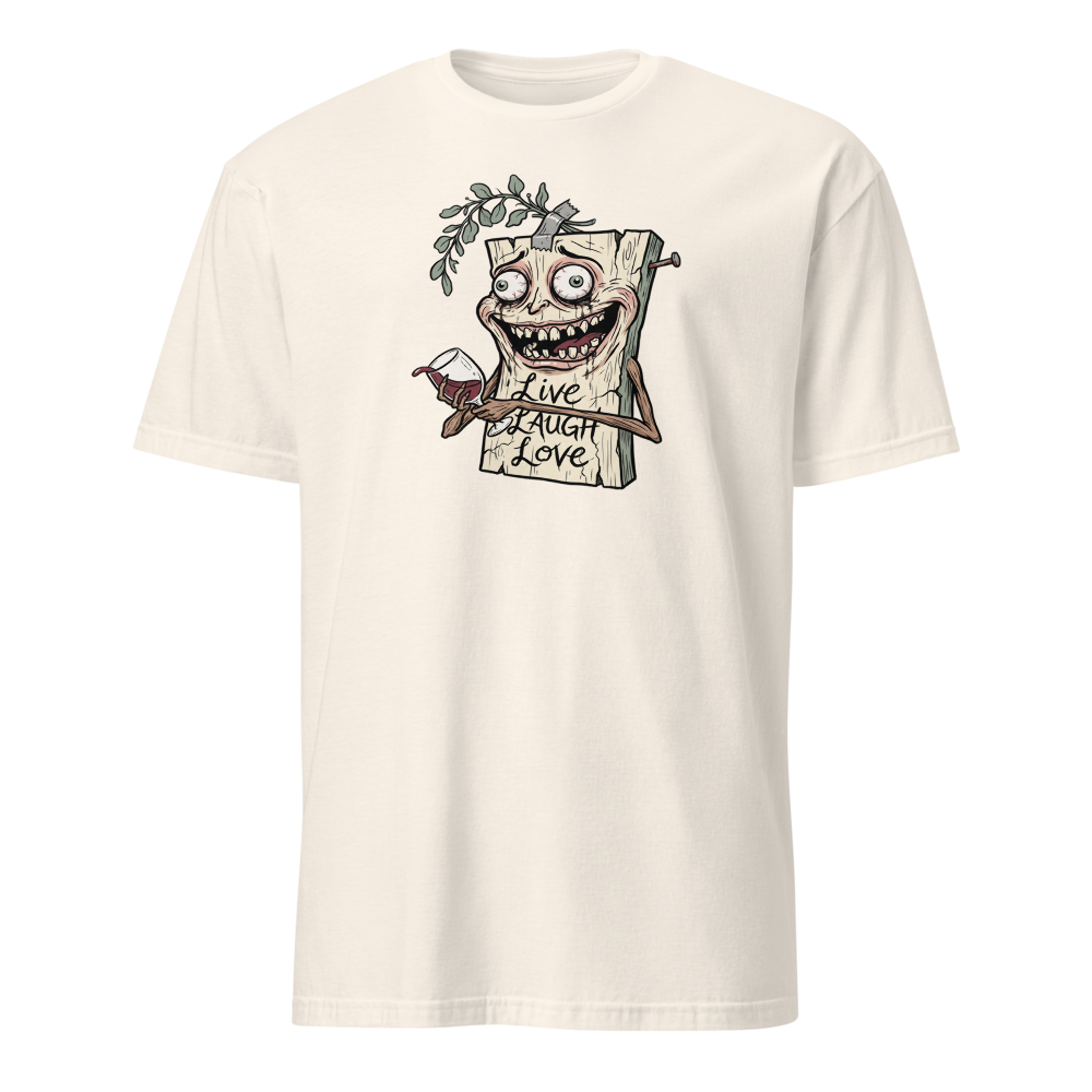 Cursed Farmhouse Plaque Meltdown Parody Tee — natural front view