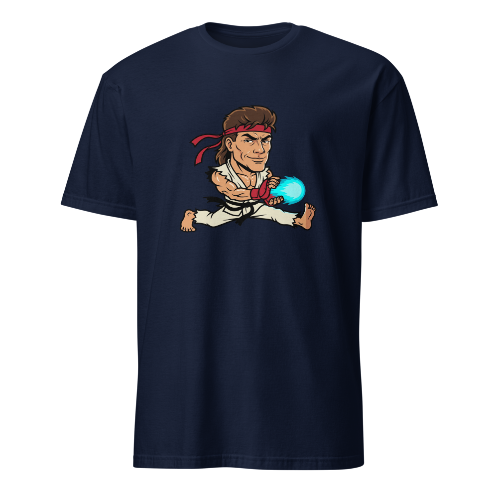 Splits Hadouken Karate Mullet Fighting Game Parody Tee — Men's Basic Tee — navy front view