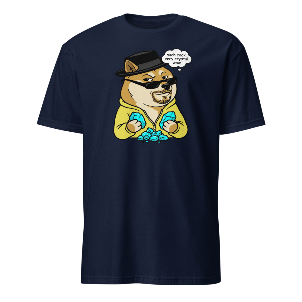 Such Cook Very Crystal Desert Cook Meme Parody Tee — Men's Basic Tee — navy front view