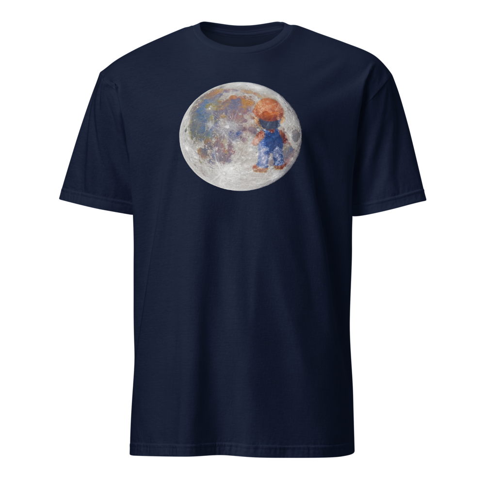 Lunar Plumber Hero Astrophotography Tee — Navy front view