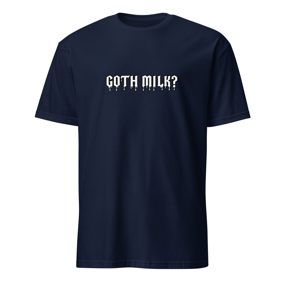 Goth Carton Parody Graphic Tee — Navy front view