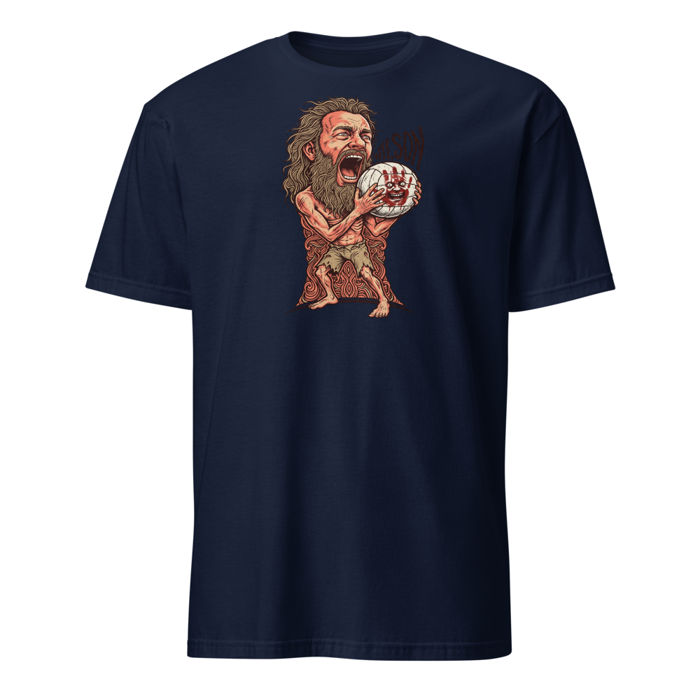 Stranded Castaway Volleyball Scream Gig Poster Tee — Men's Basic Tee — navy front view