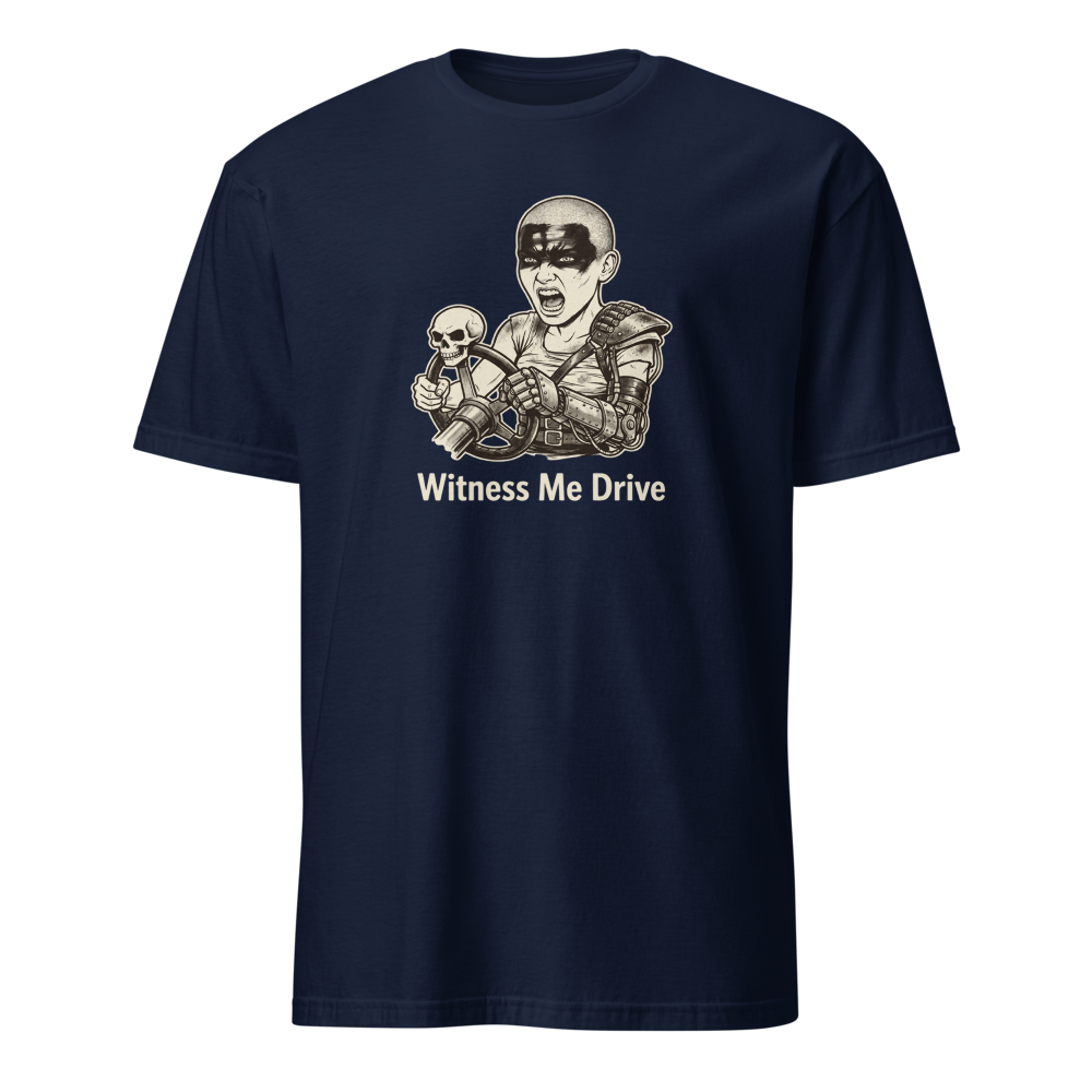 Wasteland War-Rig Driver Witness Me Drive Punk Tee — Men's Basic Tee — navy front view