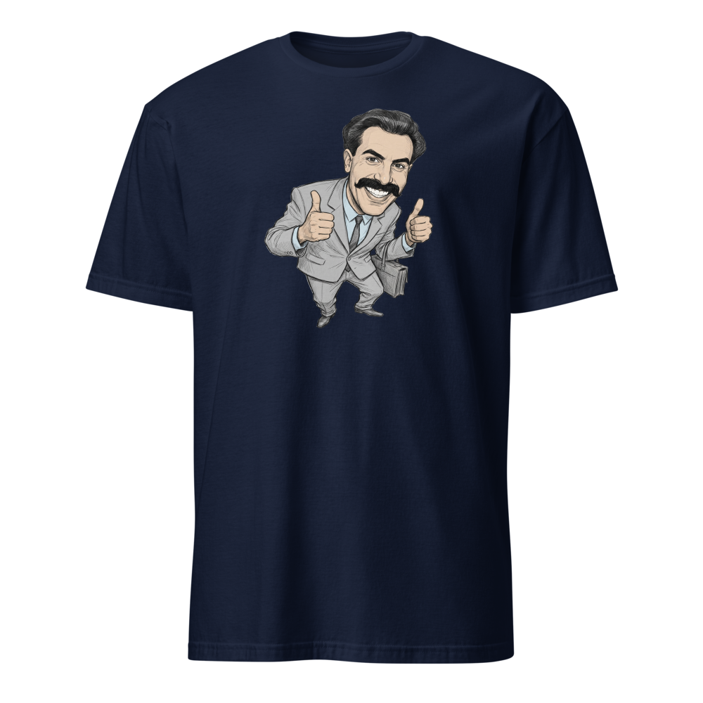 Very Nice Mustache Guy Pencil Sketch Comedy Tee — navy front view