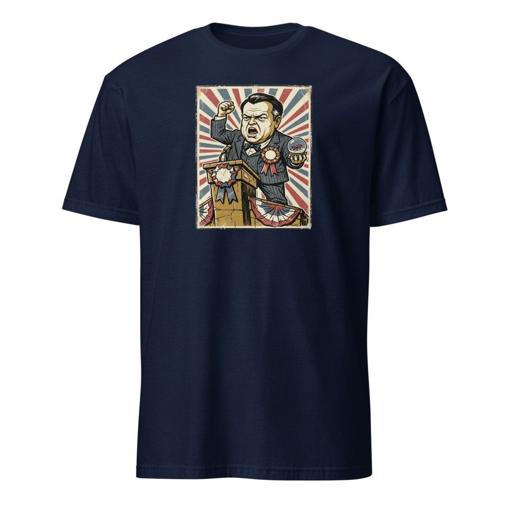 Rosebud Snow Globe Campaign Podium Propaganda Tee — navy front view