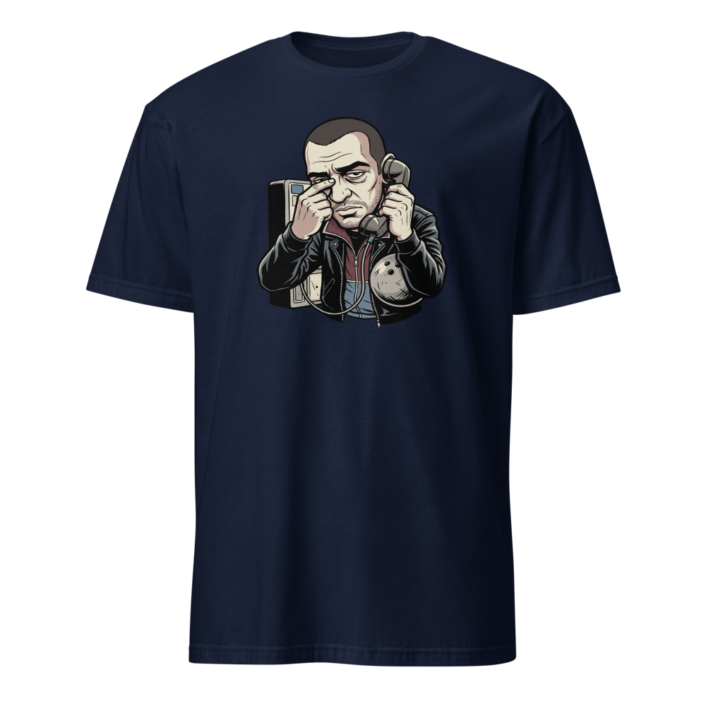 Eastern European Antihero Bowling Payphone Tee — navy front view