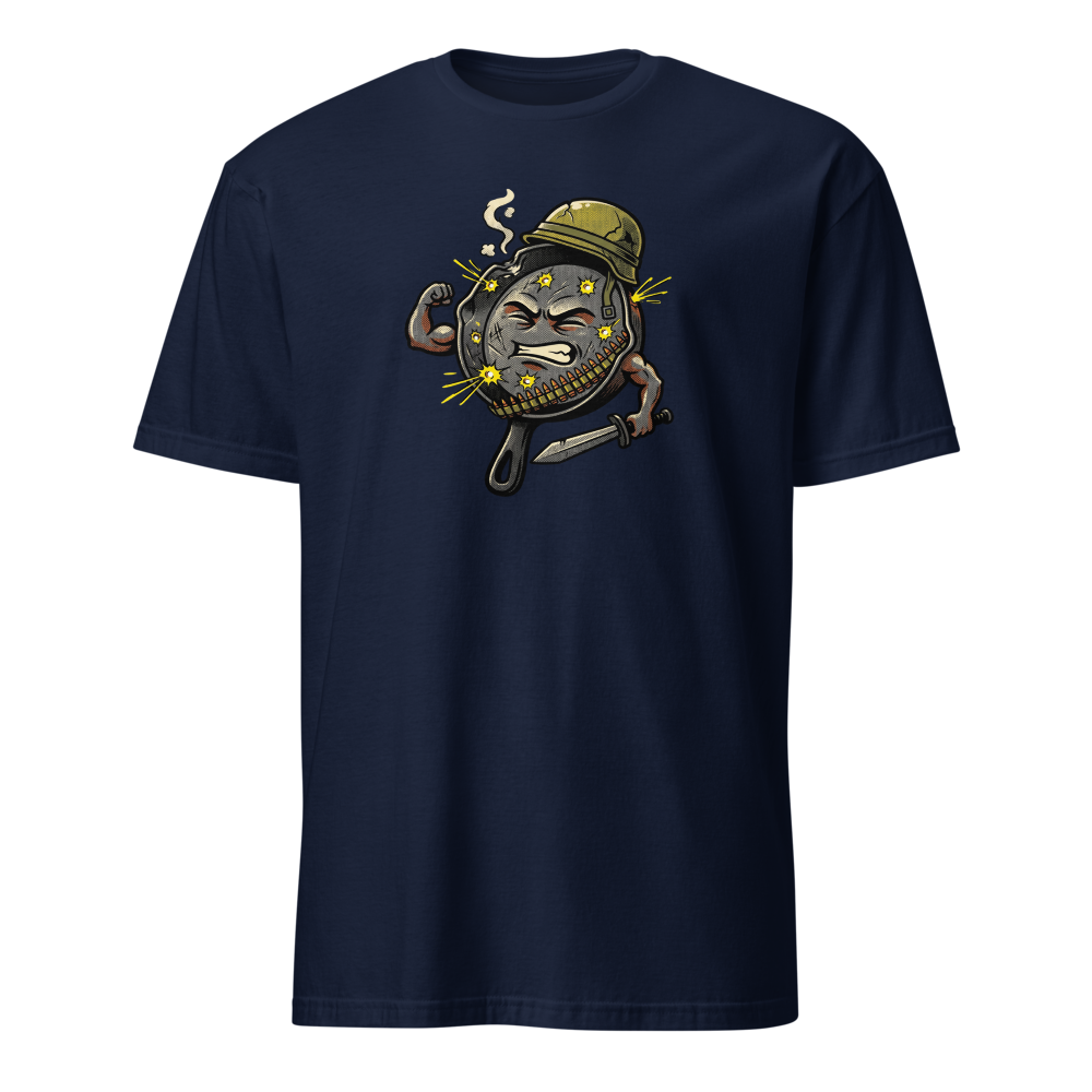 Heroic Skillet Battle Royale Halftone Pop Art Tee — navy front view