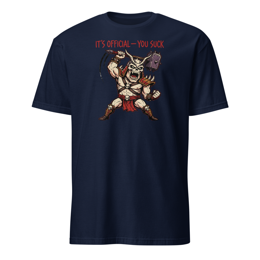 It's Official You Suck Warhammer Emperor Punk Tee — navy front view