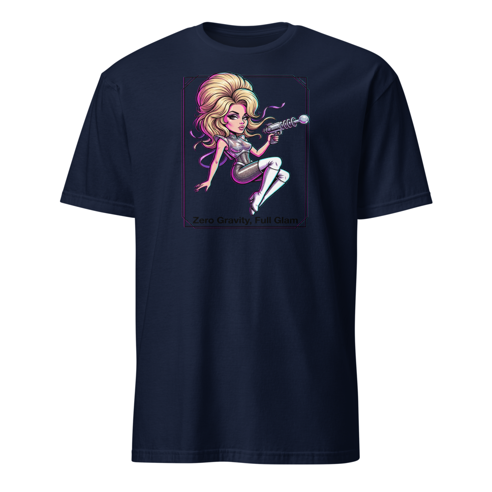 Zero Gravity Full Glam Space Siren Sci-Fi Tee — navy front view