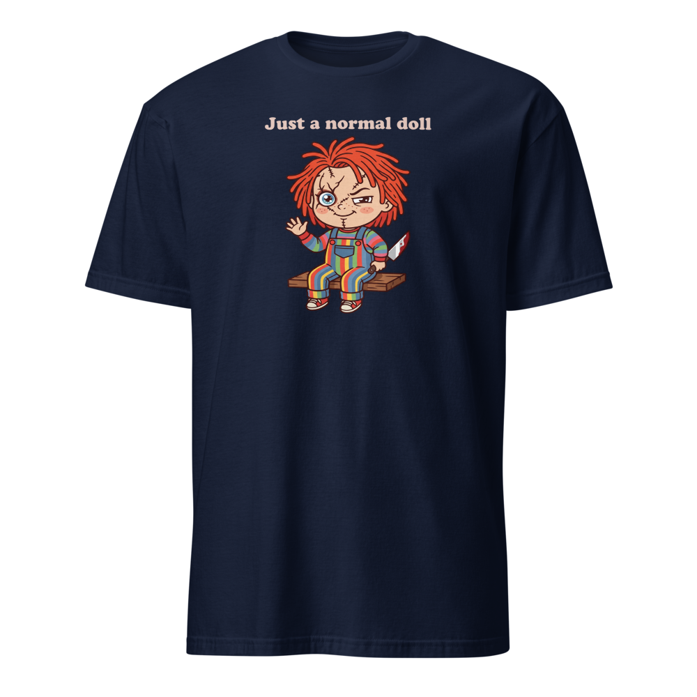 Just A Normal Doll Kawaii Killer Toy Horror Tee — navy front view