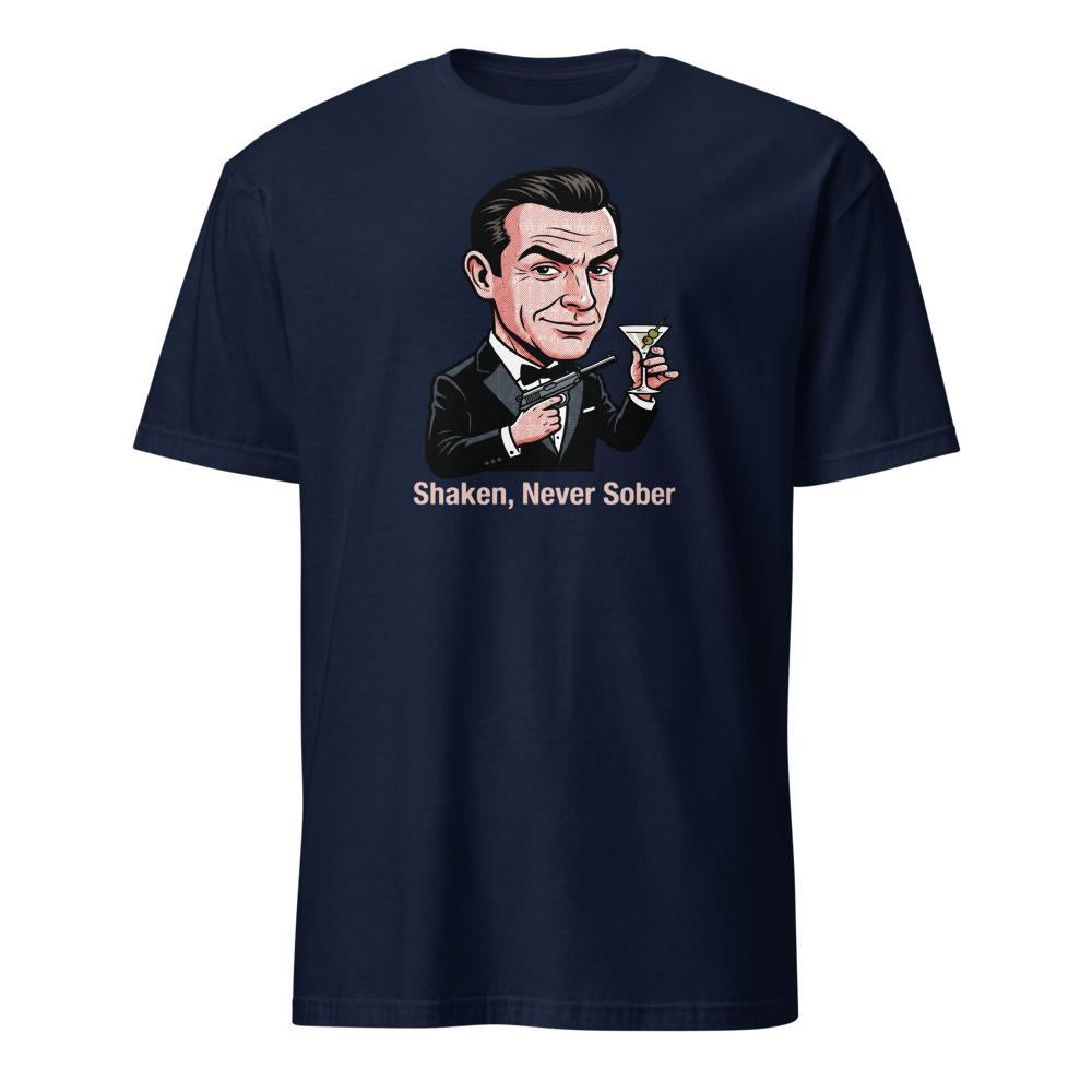 Pop Art Super Spy Martini Tuxedo Tee — Classic Tee — navy front view