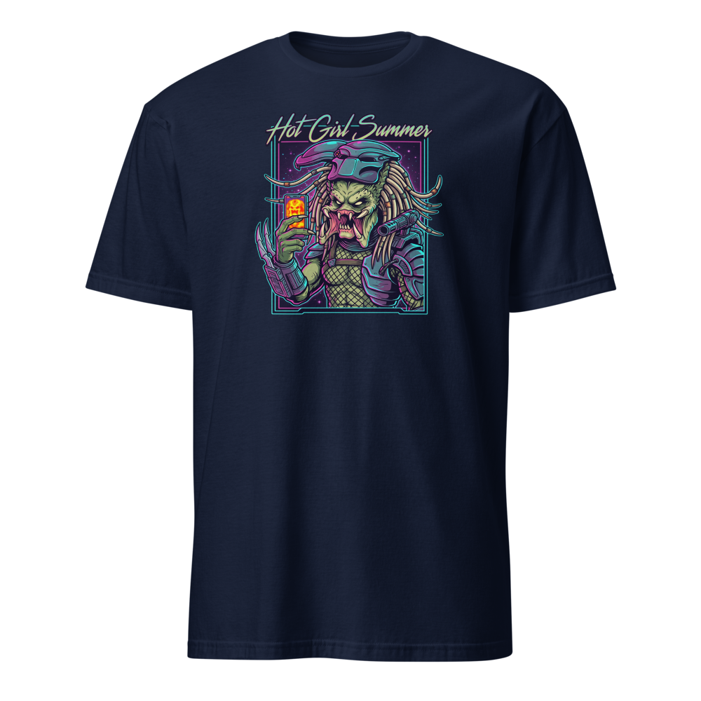 Thermal Selfie Hot Girl Summer Cyberpunk Tee — navy front view