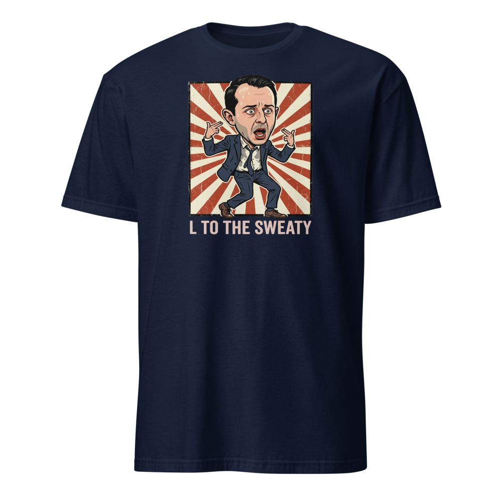 L To The Sweaty Corporate Rap Parody Tee — navy front view