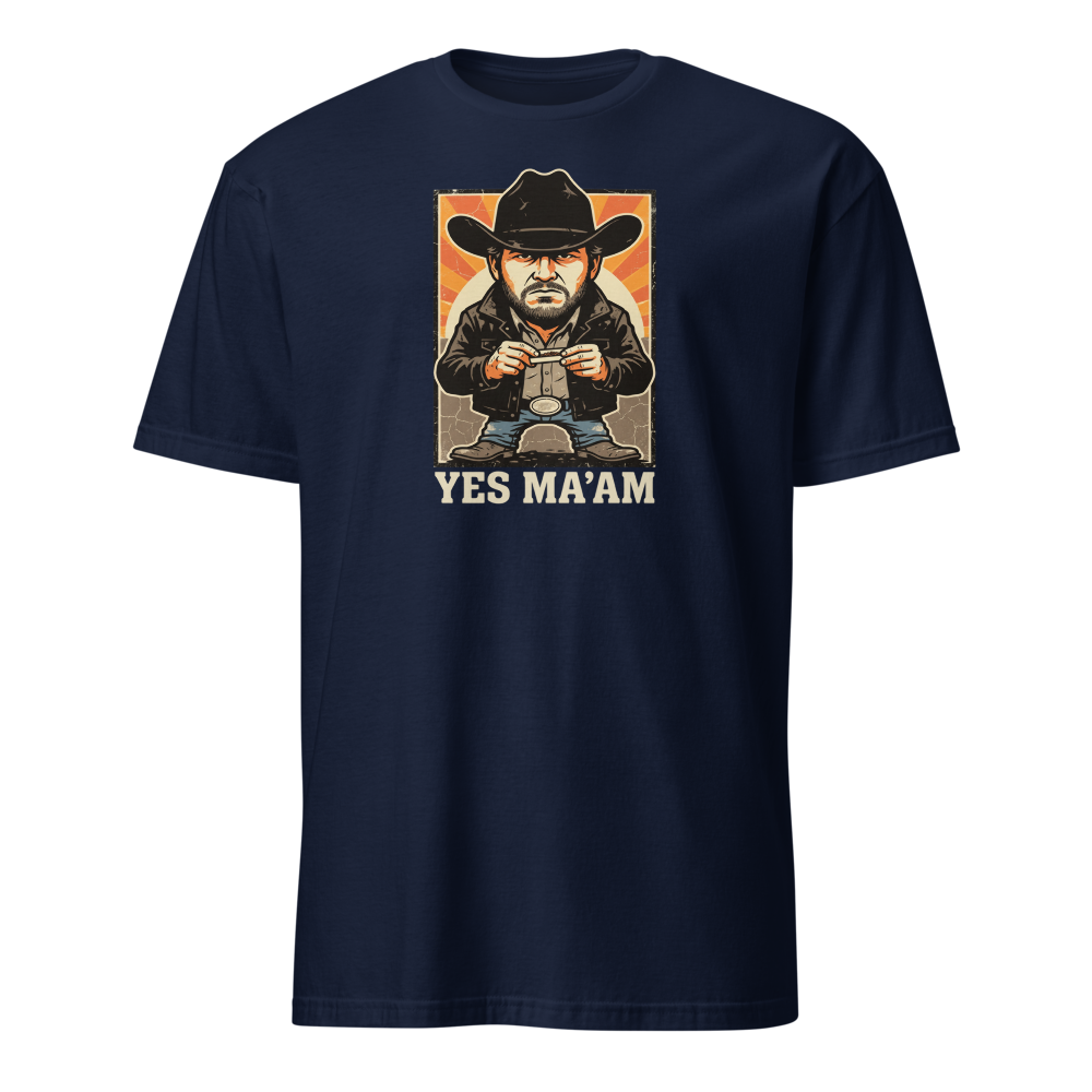 Yes Ma'am Ranch Hand Sunset Cowboy Western Tee — navy front view