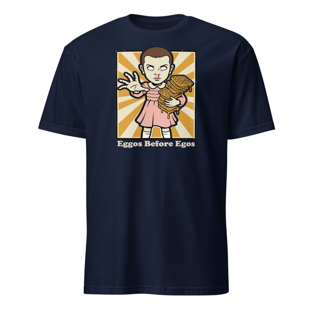 Psychic Waffle Kid Propaganda Screenprint Tee — navy front view