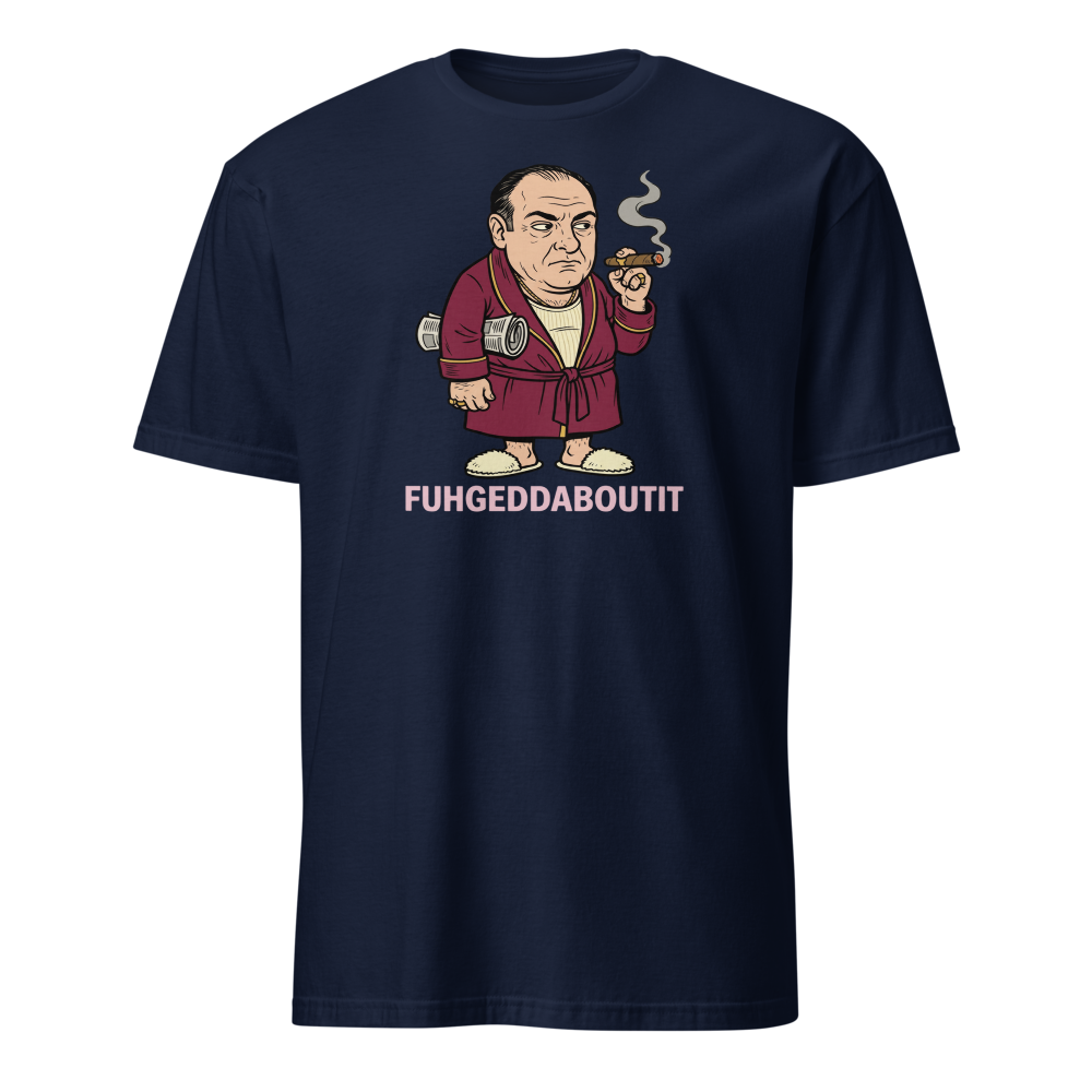 Bathrobe Mob Boss Morning Newspaper Cigar Tee — navy front view