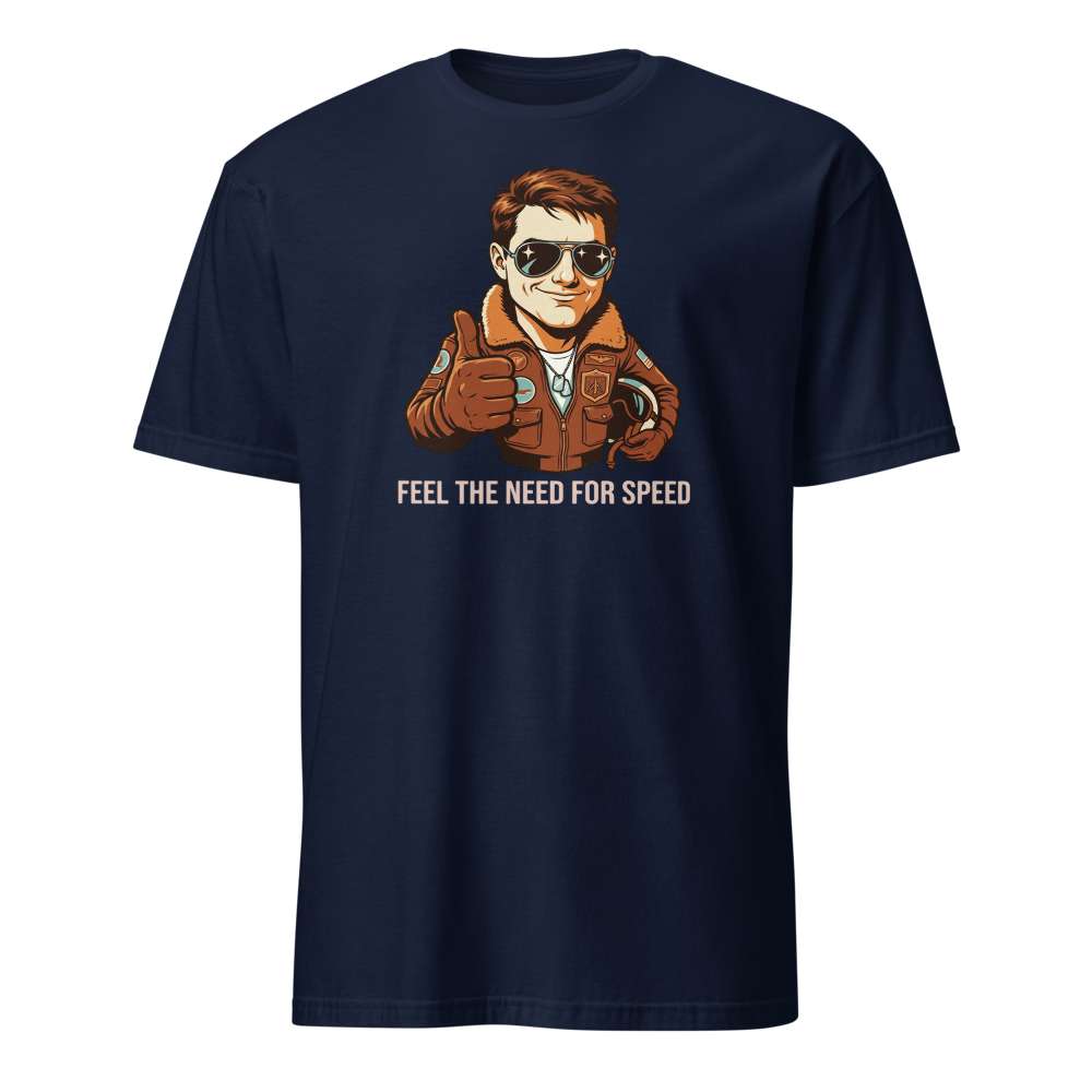 Retro Naval Aviator Need For Speed Travel Poster Tee — navy front view