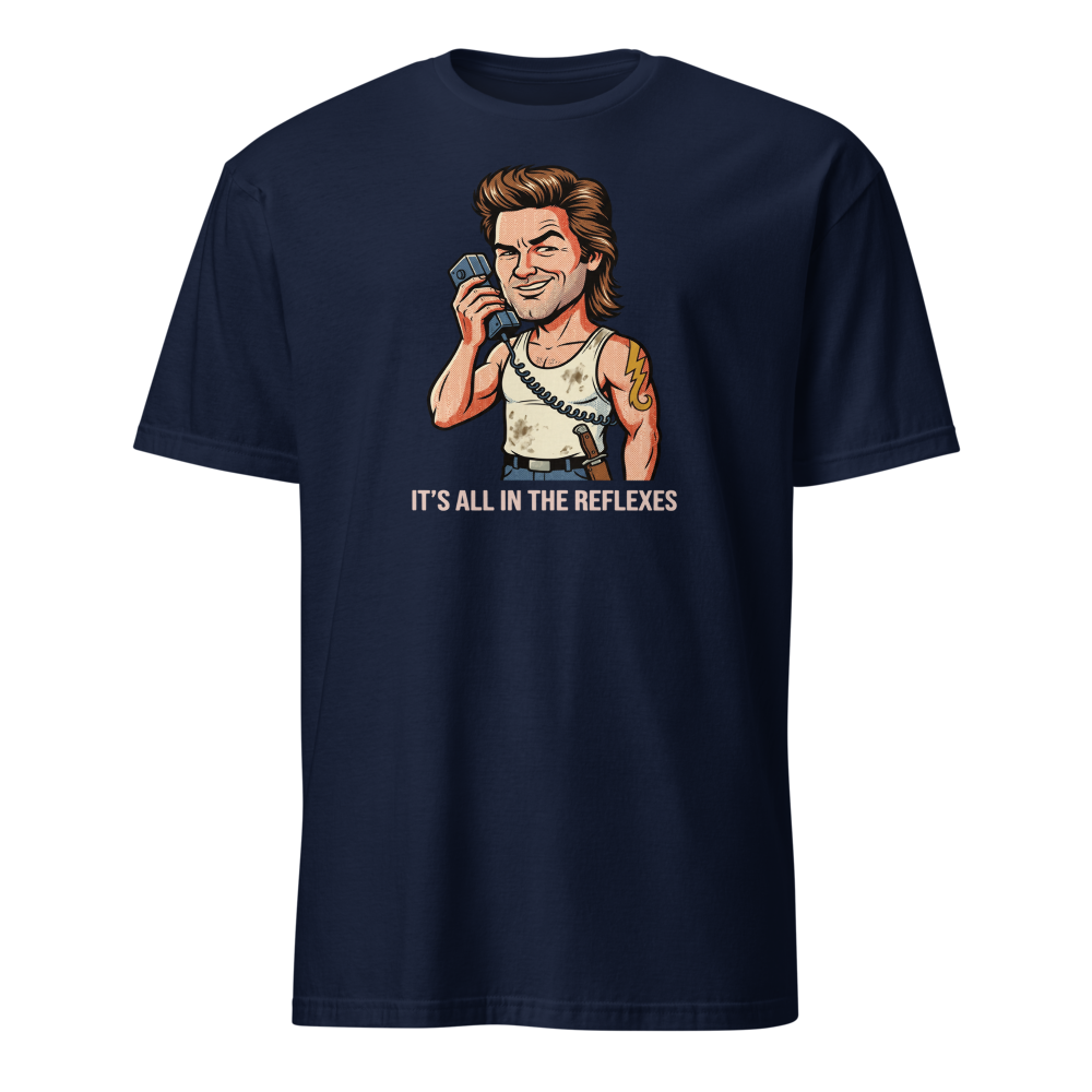 Reflexes Trucker CB Radio Halftone Pop Art Tee — navy front view