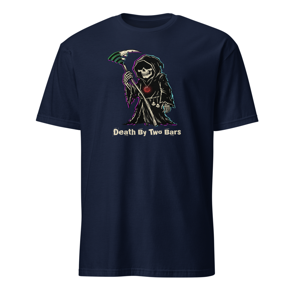 Death By Two Bars Wi-Fi Reaper Punk Gamer Tee — navy front view