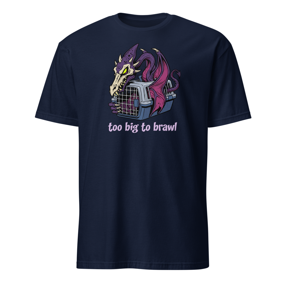 Too Big To Brawl Space Dragon Pet Carrier Tee — navy front view
