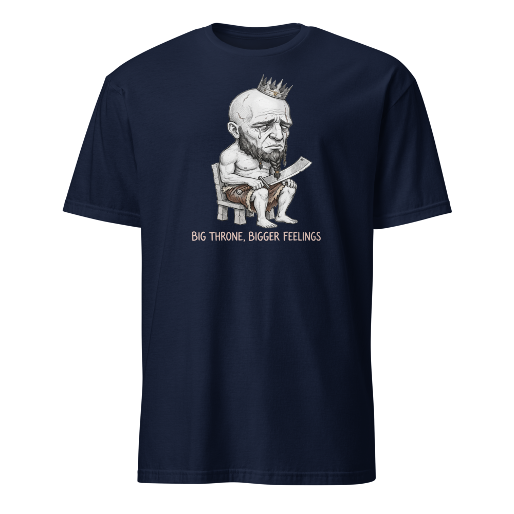 Sad Giant King Tiny Throne Sketch Tee — navy front view