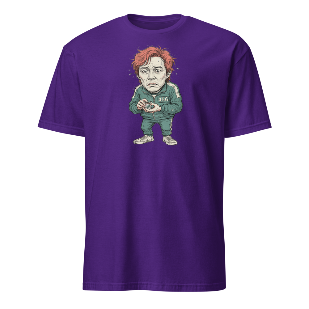 Player 456 Tracksuit Marble Panic Sketch Tee — purple front view
