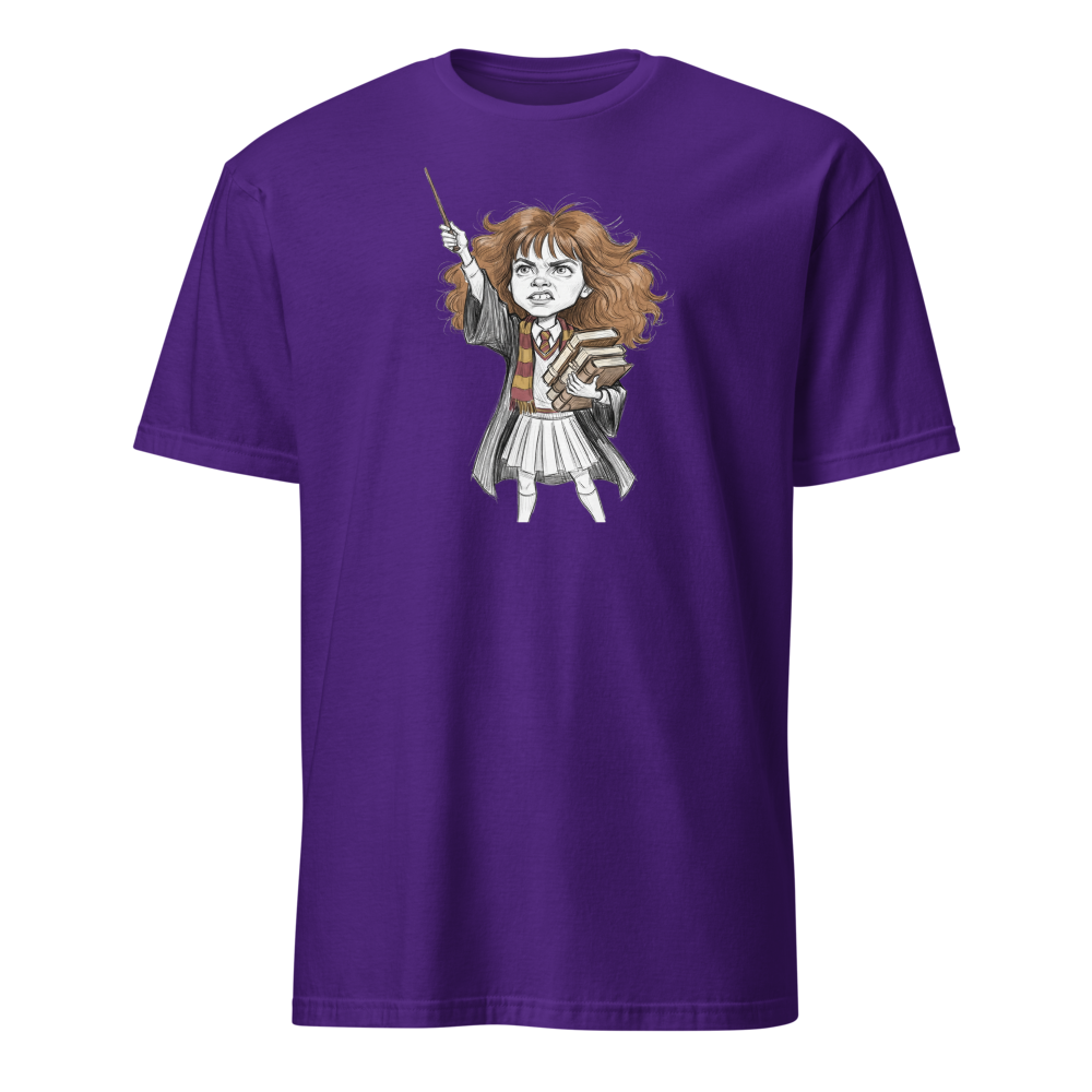 Eager Wizard School Top Student Pencil Sketch Tee — purple front view