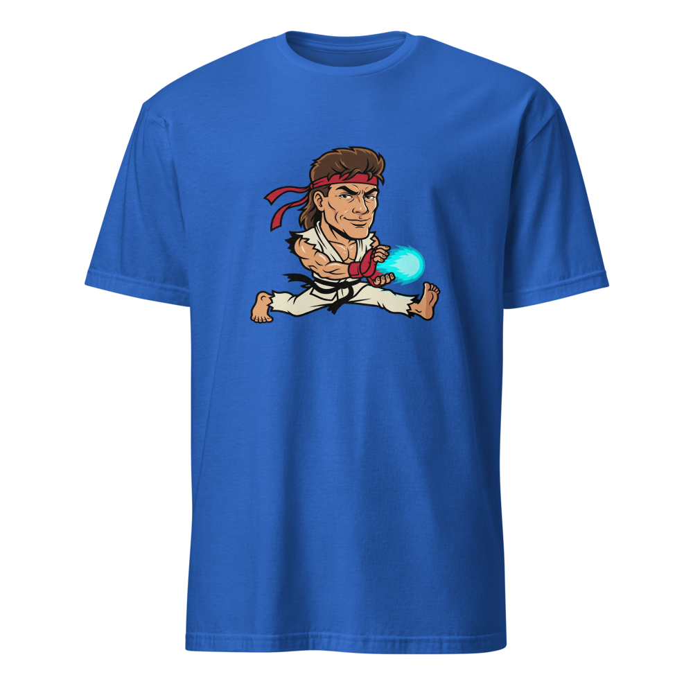 Splits Hadouken Karate Mullet Fighting Game Parody Tee — Men's Basic Tee — royal front view