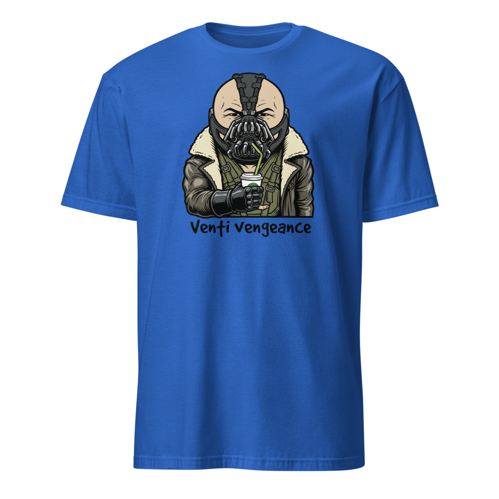 Venti Vengeance Masked Mercenary Latte Tee — royal front view