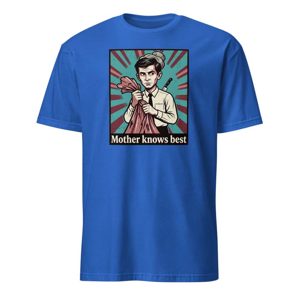 Mother Knows Best Motel Keeper Propaganda Tee — royal front view