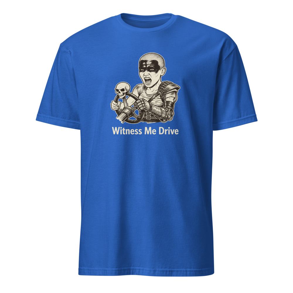 Wasteland War-Rig Driver Witness Me Drive Punk Tee — royal front view