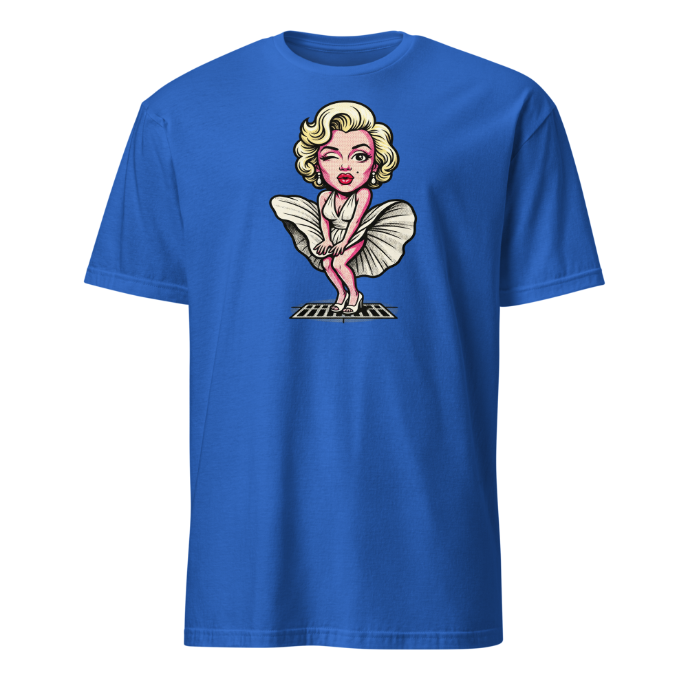Bombshell Blonde Subway Breeze Pop Art Tee — royal front view