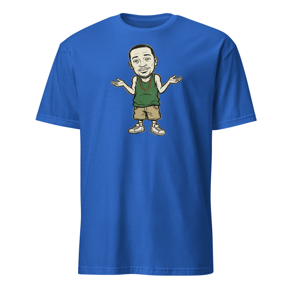 Here We Go Again Open-World Shrug Punk Tee — royal front view