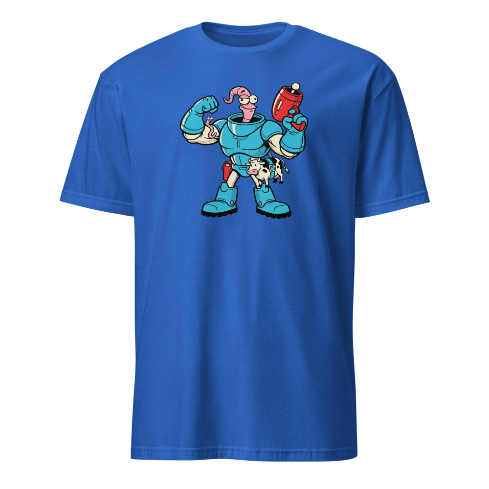 Worm Hero Super Suit Retro Gamer Graphic Tee — royal front view