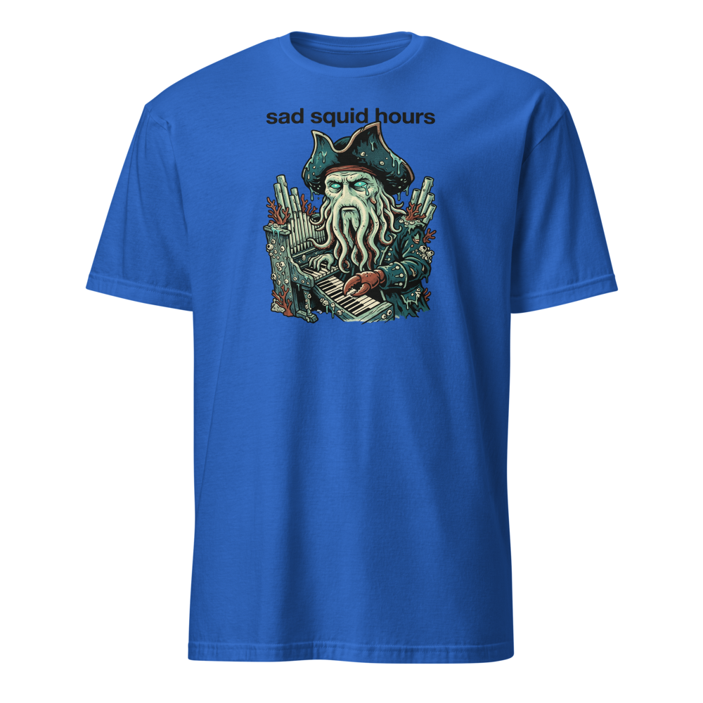 Sad Squid Hours Cursed Sea Captain Pop Art Tee — royal front view